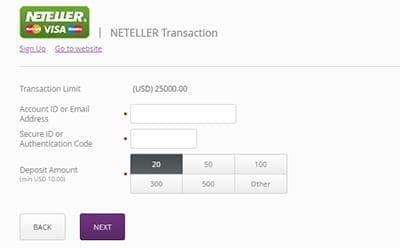 Choose Neteller in Cashier