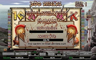 Free Spins Win Screen