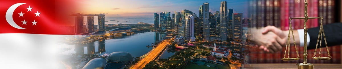 Flag of Singapore blending into Singapore's skyline.